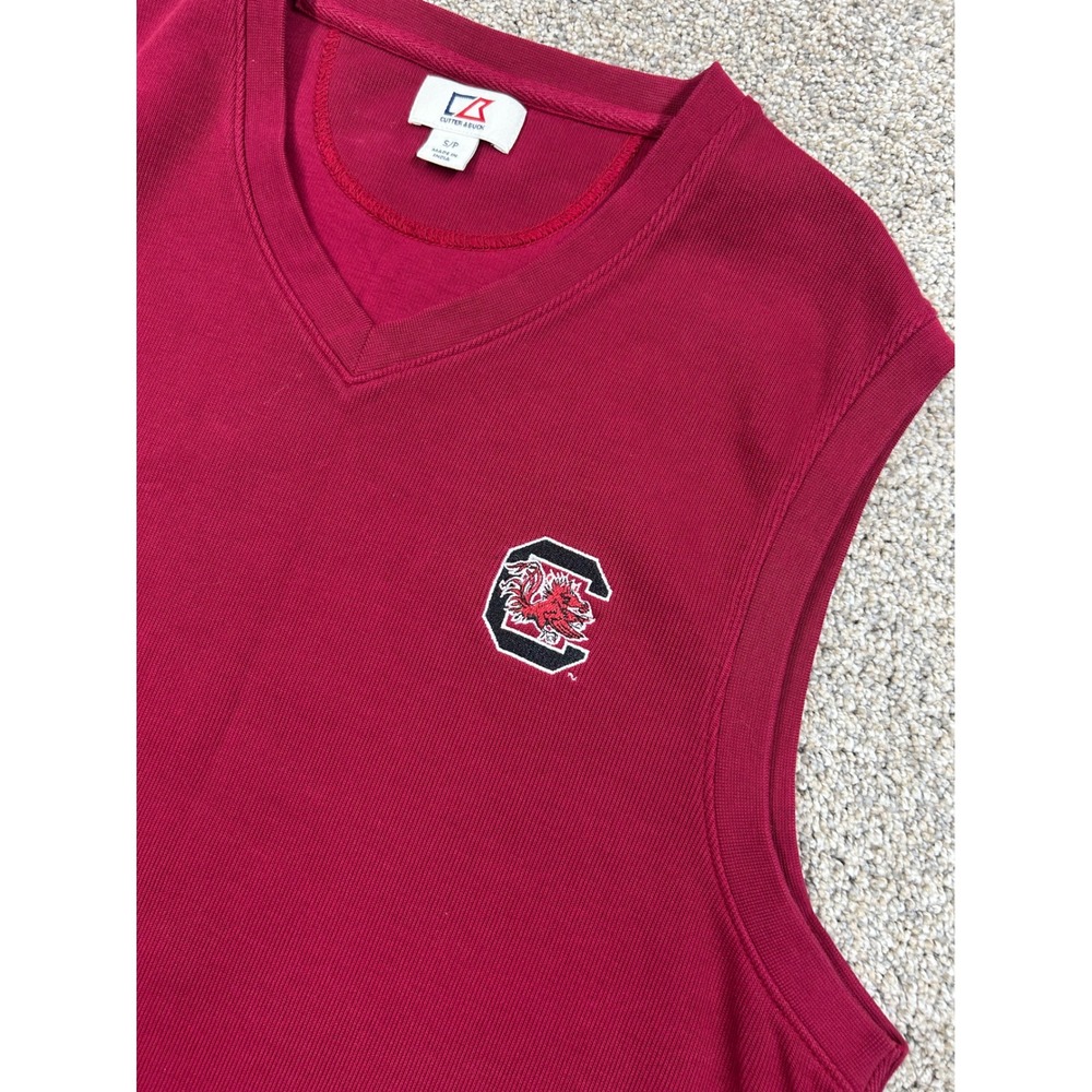 Cutter & Buck Mens South Carolina Gamecocks Cotton V-Neck Vest Small #0839
